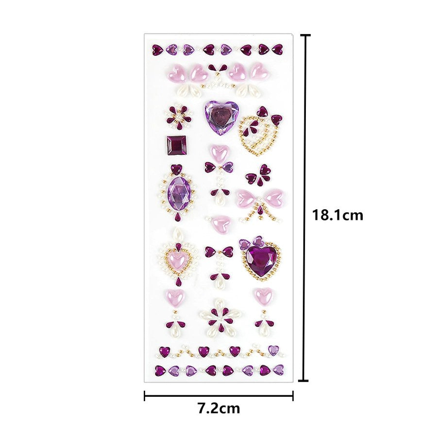 Crystal face sticker dimensions