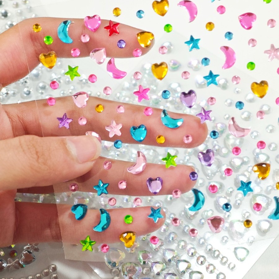 Colourful acrylic gem sticker sheets