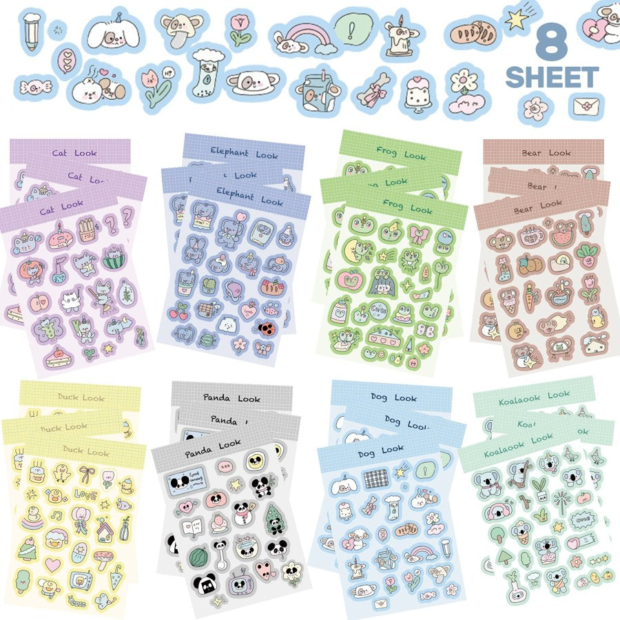 Eight-sheet Korean animal sticker collection