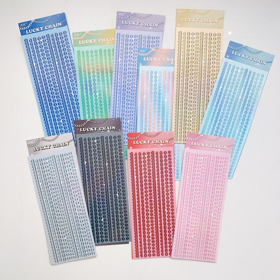 Lucky Chain foil craft sticker sheets in assorted colours