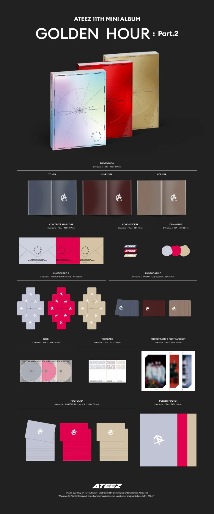 [PRE-ORDER] ATEEZ - [GOLDEN HOUR : PART.2] Album RANDOM Version NO CD ❌