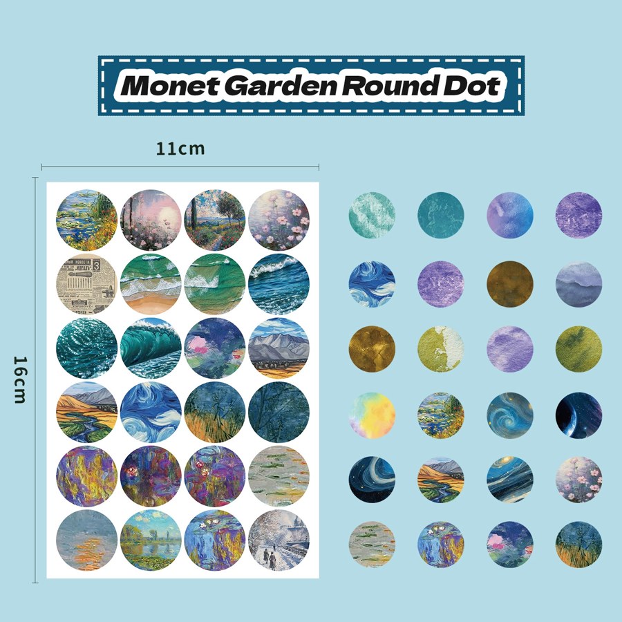 Monet Garden round sticker sheet