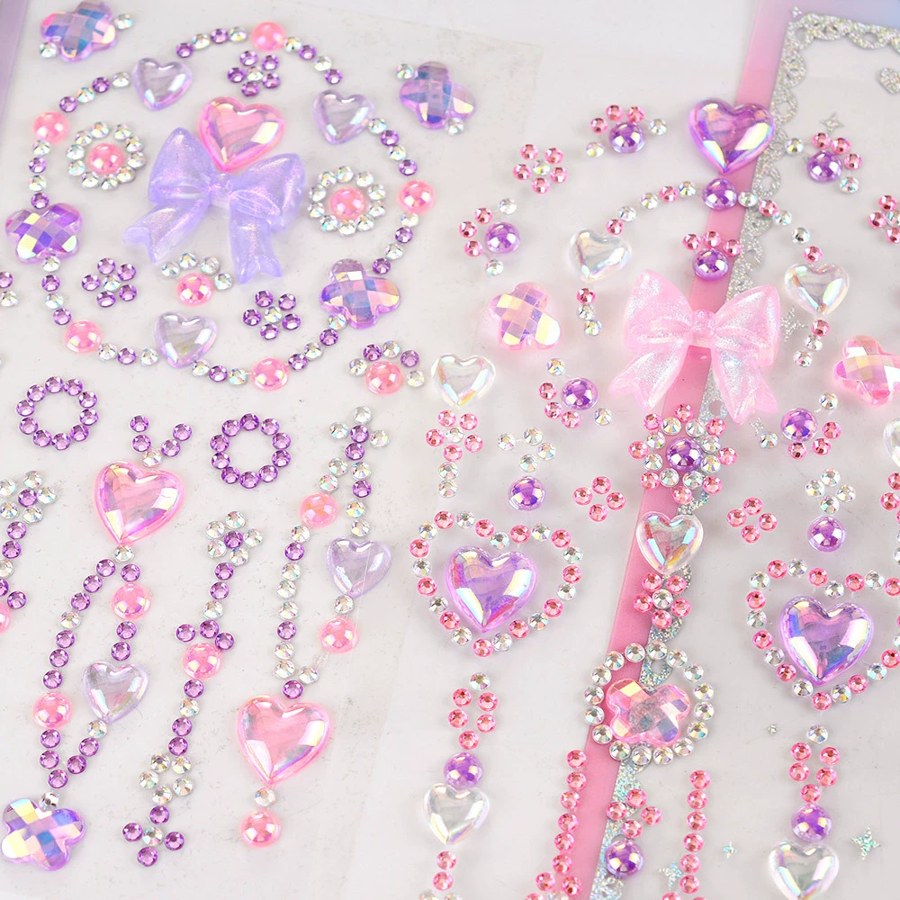Purple and pink crystal gem stickers