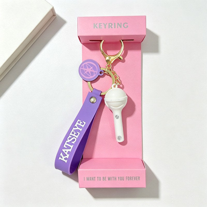 KATSEYE lightstick keyring detail