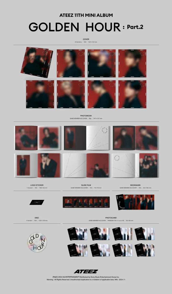 [PRE-ORDER] ATEEZ - [GOLDEN HOUR : PART.2] 11th EP Album DIGIPACK Random Version NO CD ❌