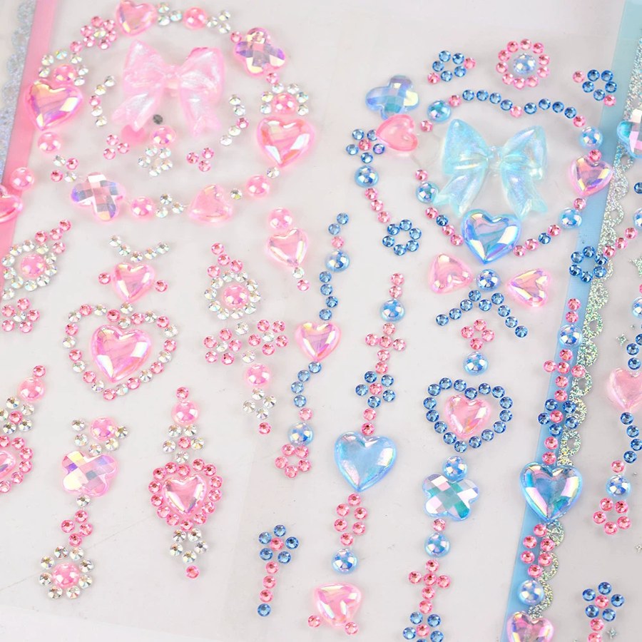 Heart and bow crystal stickers