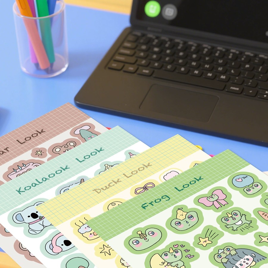 Colourful Korean animal sticker sheets