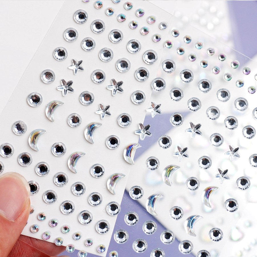 Silver acrylic gem sticker sheets