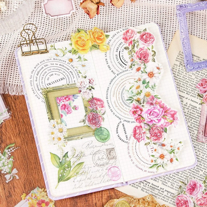 Floral PET stickers for journaling