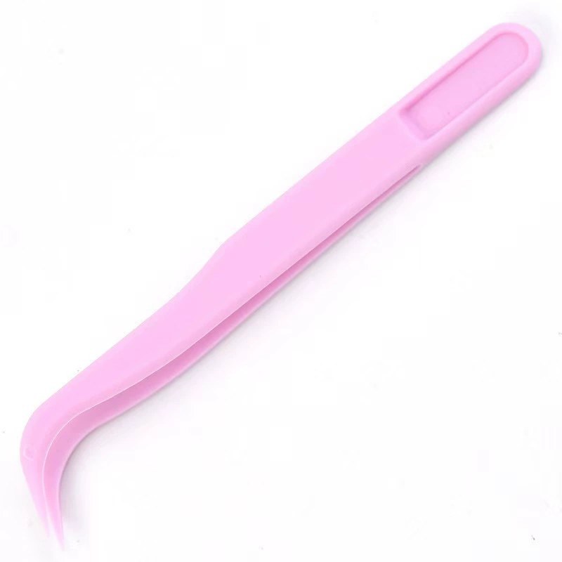 Pink curved craft tweezers