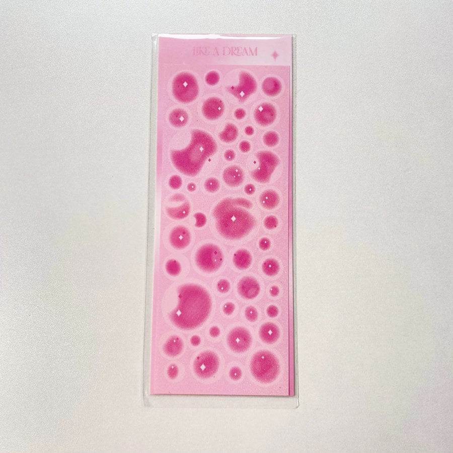 Pink bubble shimmer sticker sheet