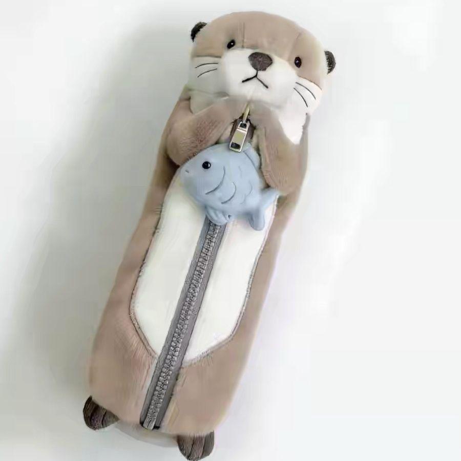 [Në Gjendje] Otter Plush Pencil Case | Soft & Cute with Fish