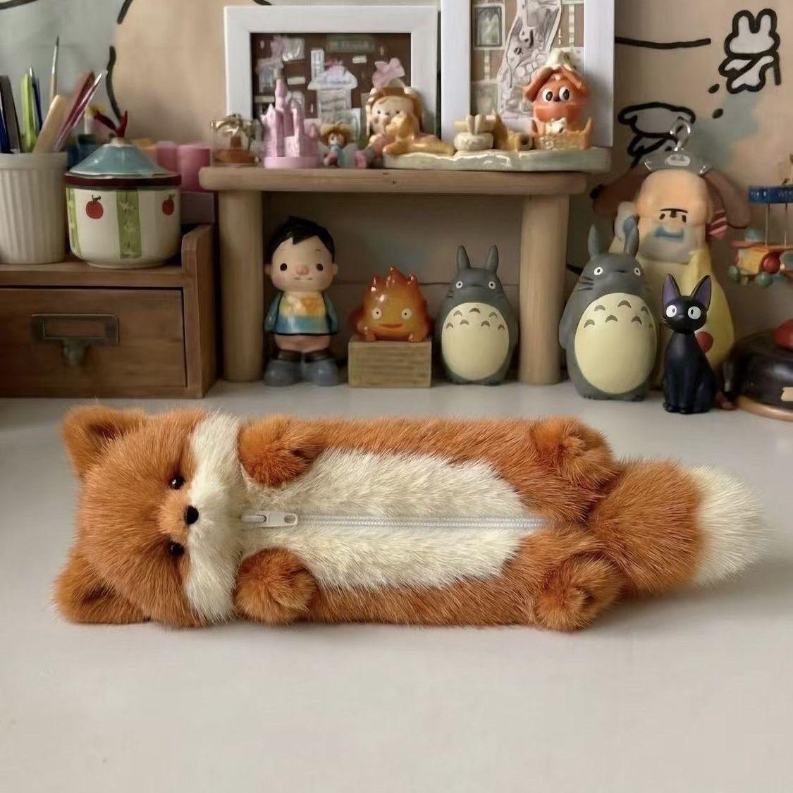 [Në Gjendje] Red Fox Plush Pencil Case | Soft & Cute