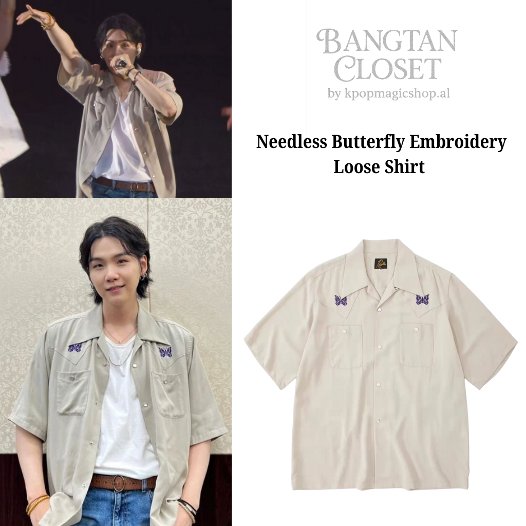 [PRE-ORDER] Bangtan Closet: Needless Suga's Butterfly Embroidery Loose Shirt