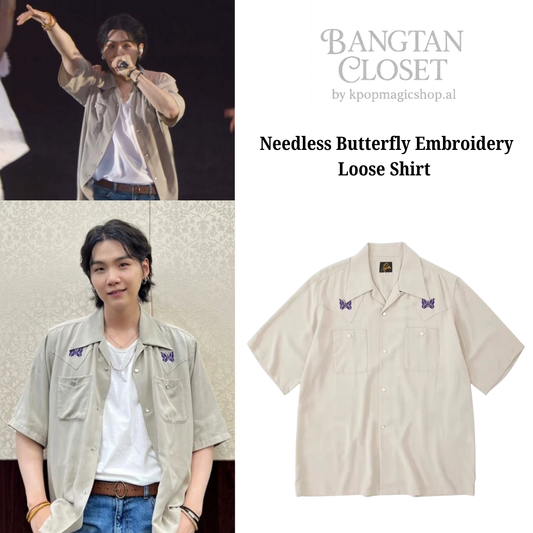 [PRE-ORDER] Bangtan Closet: Needless Suga's Butterfly Embroidery Loose Shirt