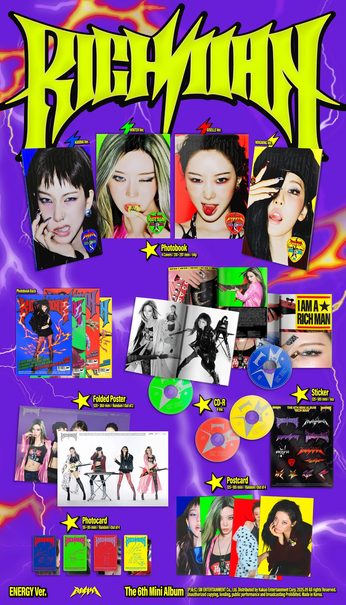 [PRE-ORDER] Aespa 'Rich Man' (Energy Ver.) RANDOM Ver. NO CD ❌