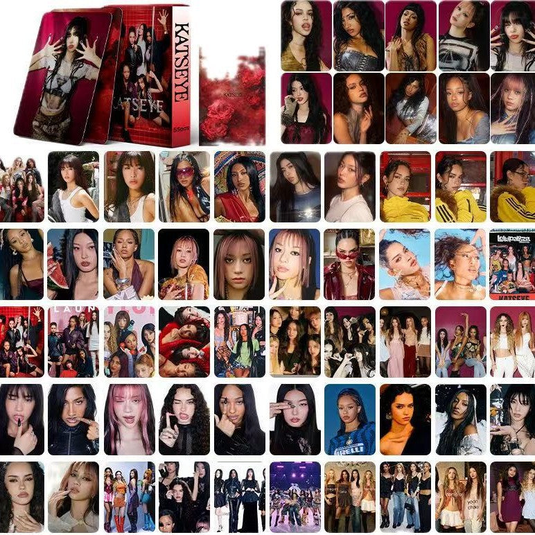 [Po Vjen/ 9 Tetor] KATSEYE Red Holographic lomocards (55pcs)