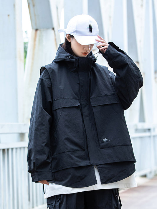 Windproof hooded jacket black