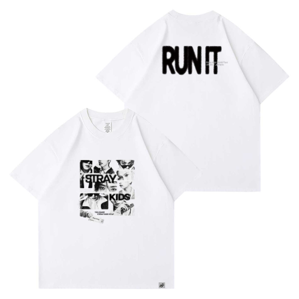 Stray Kids RUN IT tour t-shirt group style white