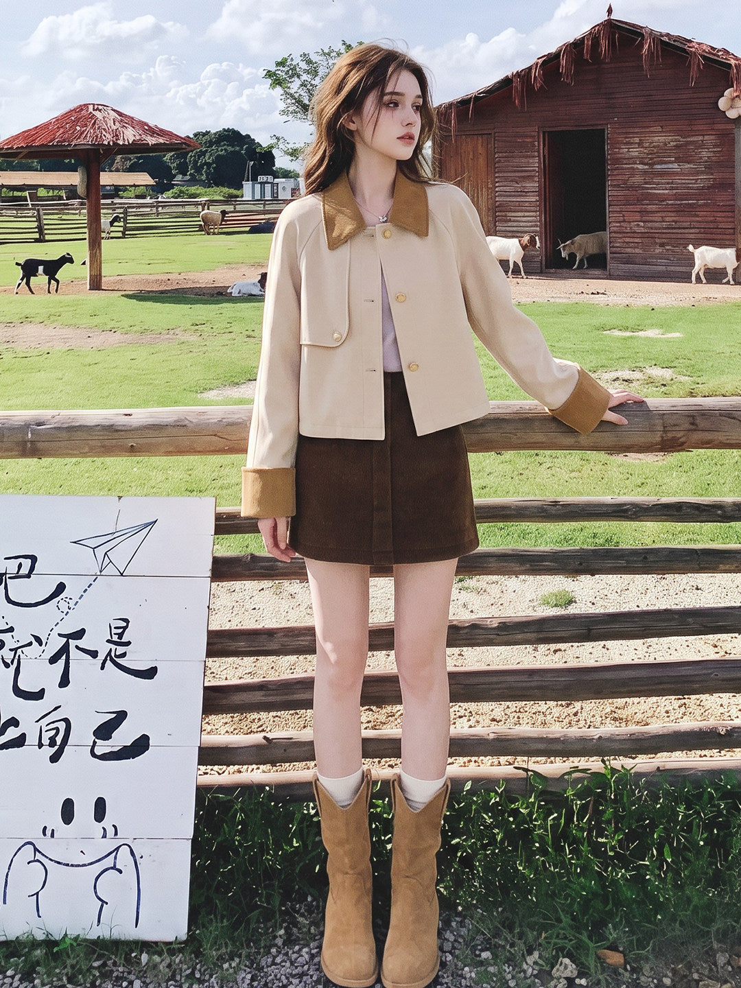 [PRE-ORDER] Maillard Khaki Cropped Jacket | Vintage Barn Style