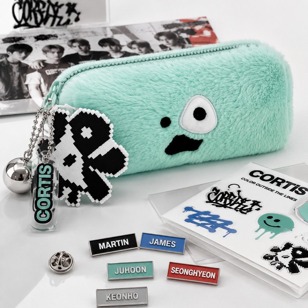 CORTIS plush pencil case with charm and pins