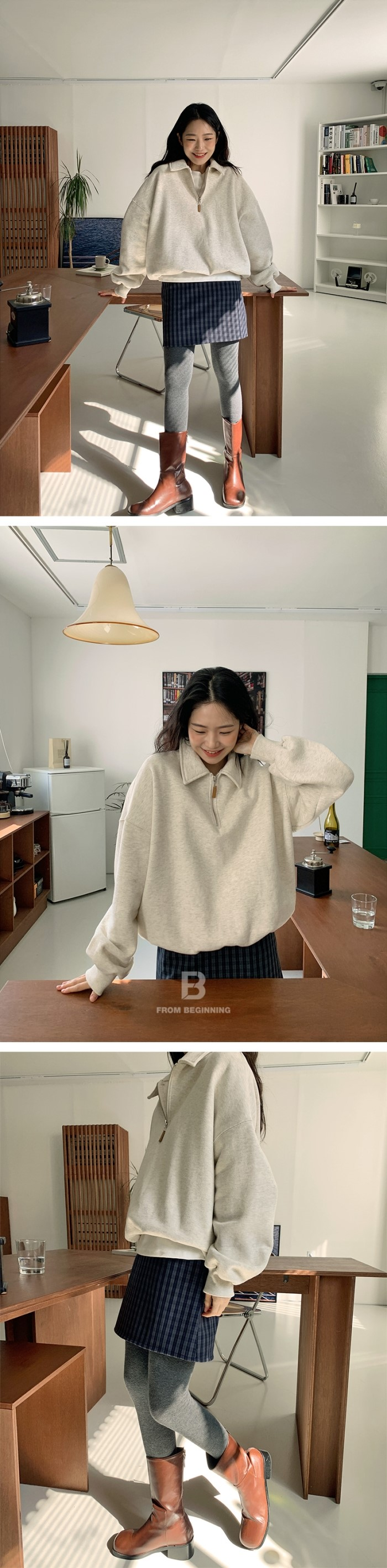[PRE-ORDER] Authentic Korean Loose Shoulder Half-Zip Sweatshirt (Autumn 2025)