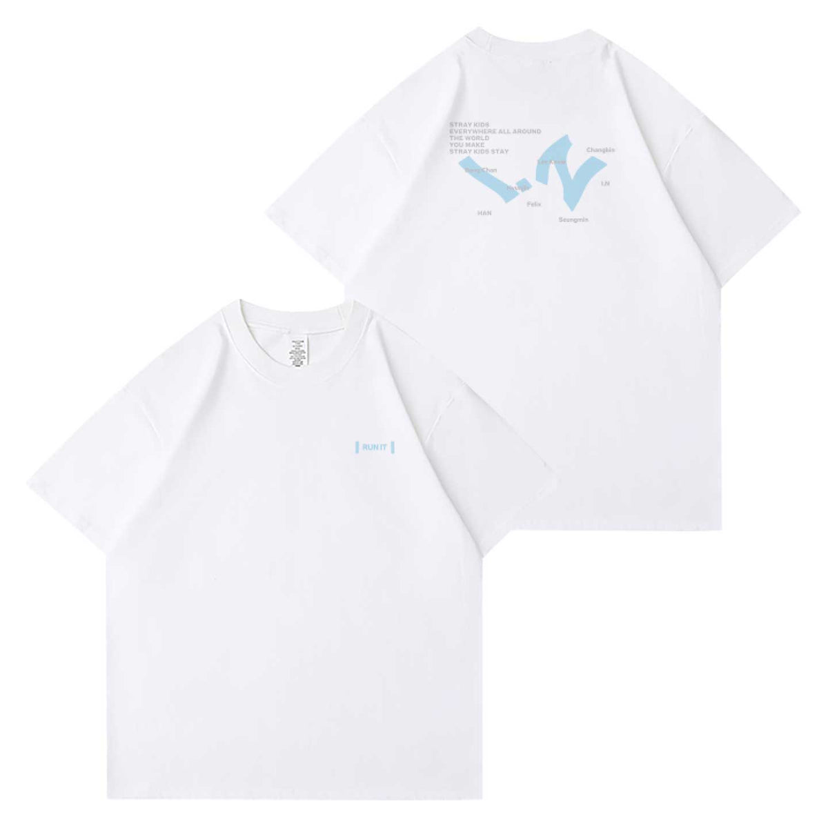 Stray Kids RUN IT tour t-shirt I.N white