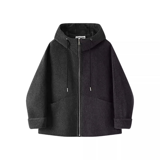 [PRE-ORDER] High-End Loose Casual Hooded Woolen Coat – Winter 2025 Korean Style