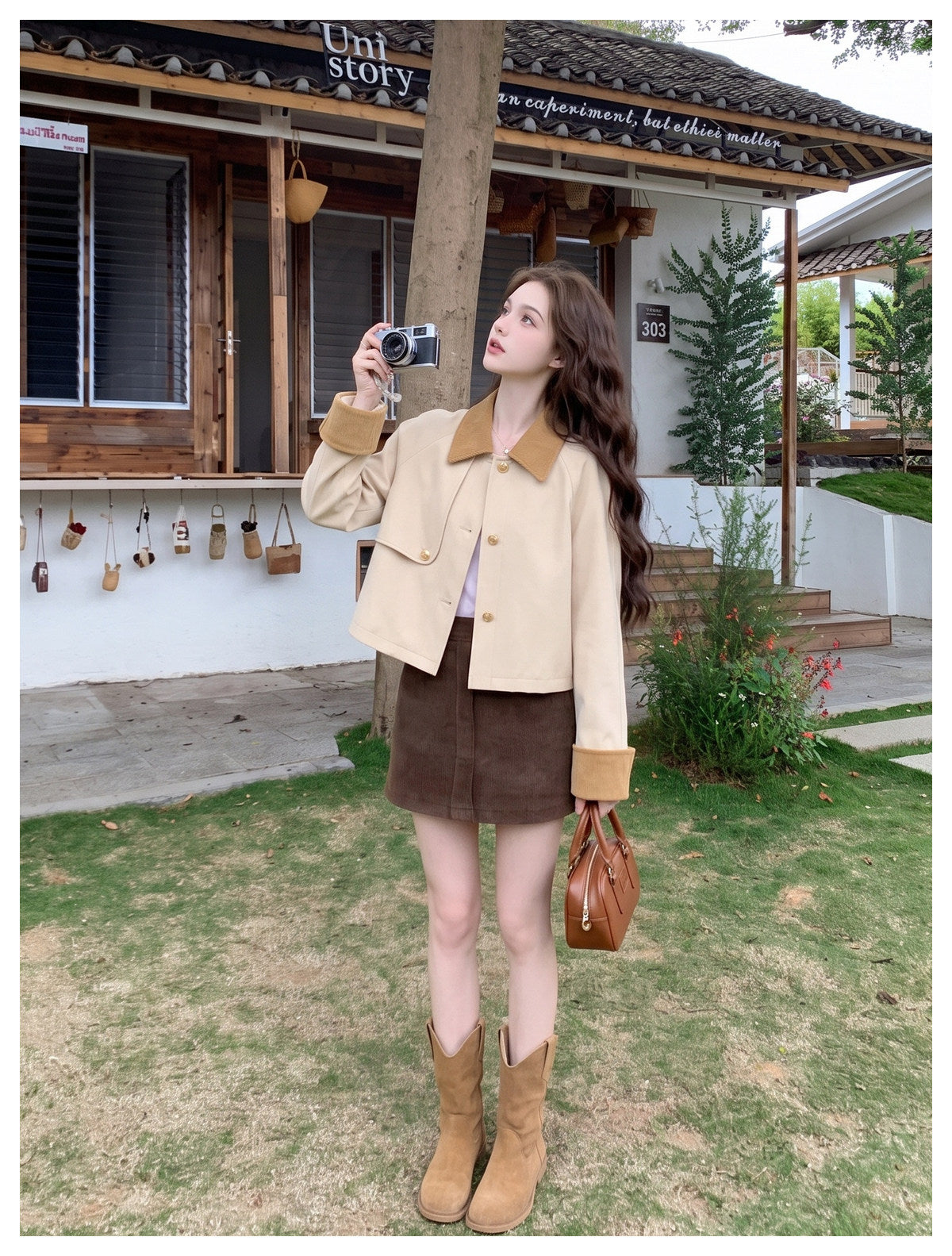 [PRE-ORDER] Maillard Khaki Cropped Jacket | Vintage Barn Style