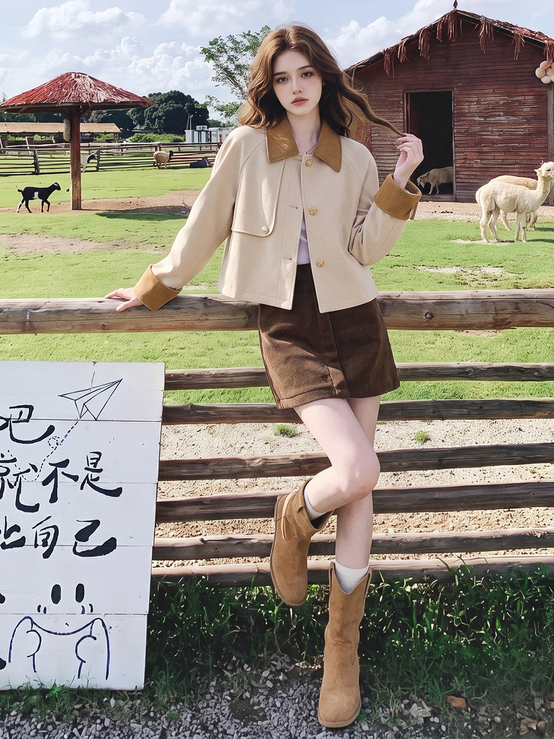 [PRE-ORDER] Maillard Khaki Cropped Jacket | Vintage Barn Style
