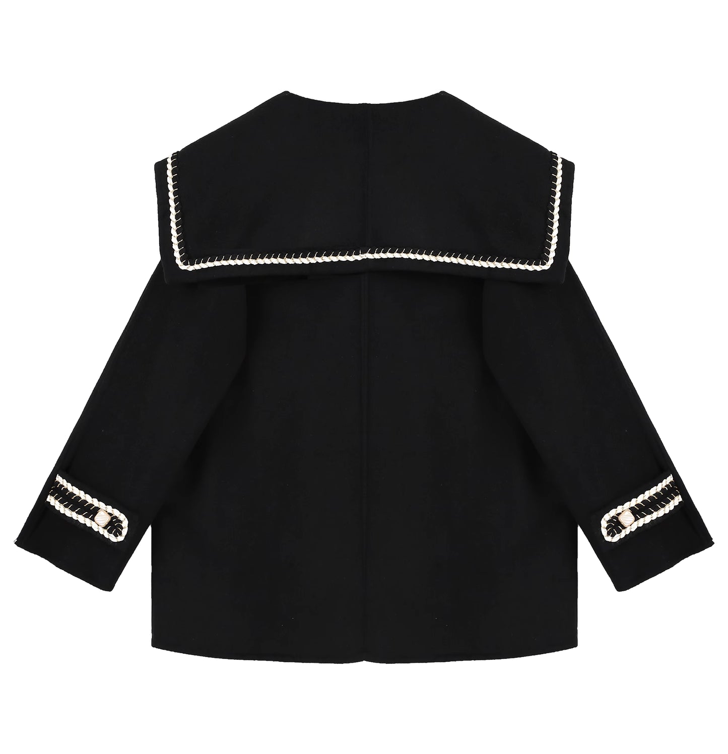 [PRE-ORDER] Korean College Style Double-Sided Woolen Coat – Black