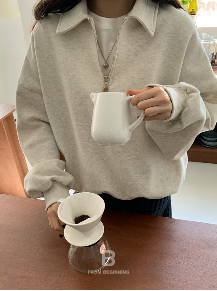 [PRE-ORDER] Authentic Korean Loose Shoulder Half-Zip Sweatshirt (Autumn 2025)