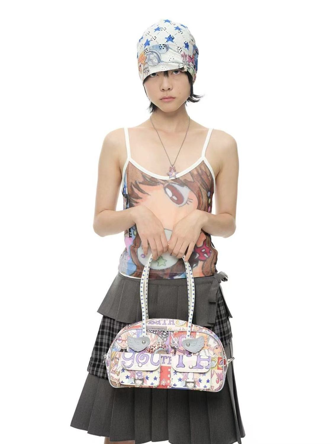 [PRE-ORDER] Korean Youthbath x Oliwa Y2K Wings Printed Boston Bag (Spring 2025)