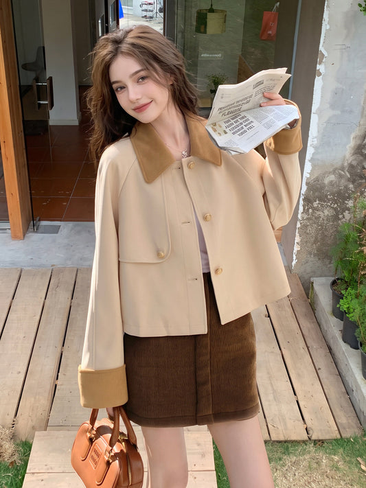 [PRE-ORDER] Maillard Khaki Cropped Jacket | Vintage Barn Style