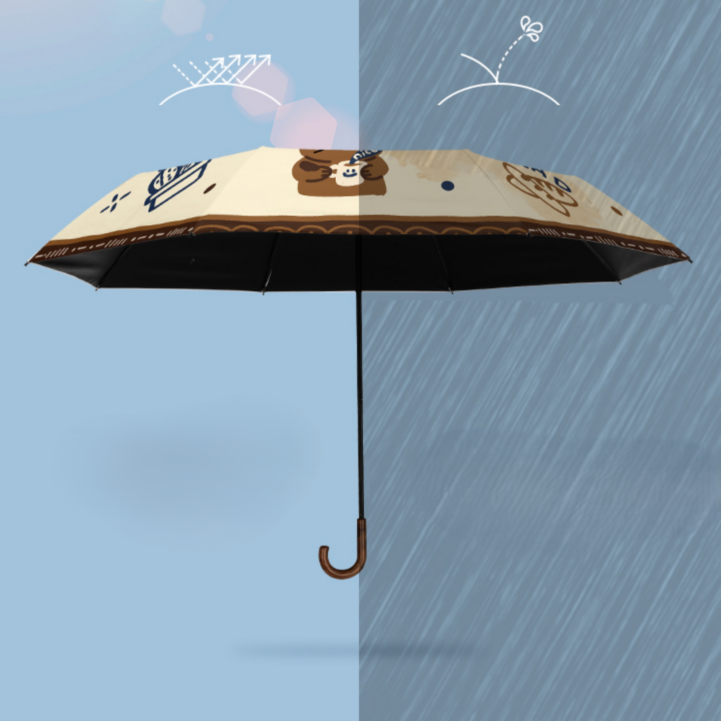 [PRE-ORDER] Cute Milk Coffee Cat Parasol – Dual Purpose Umbrella