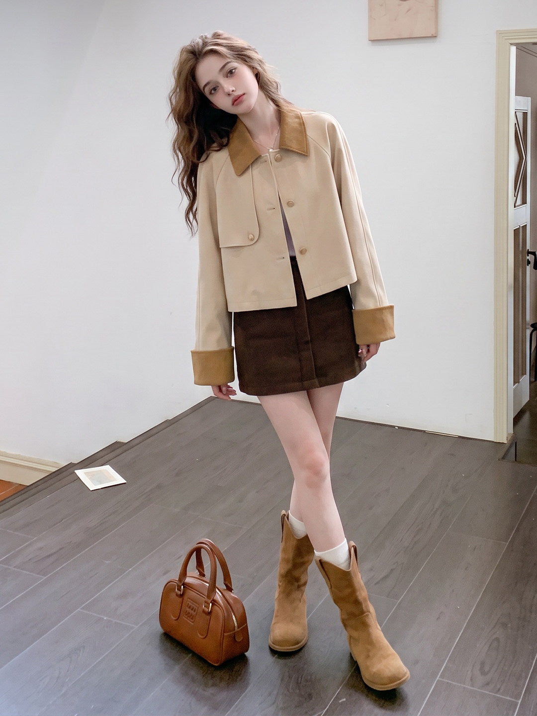 [PRE-ORDER] Maillard Khaki Cropped Jacket | Vintage Barn Style
