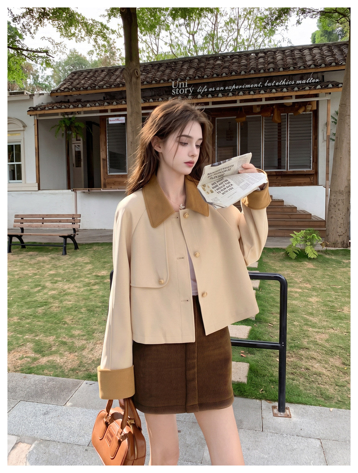 [PRE-ORDER] Maillard Khaki Cropped Jacket | Vintage Barn Style