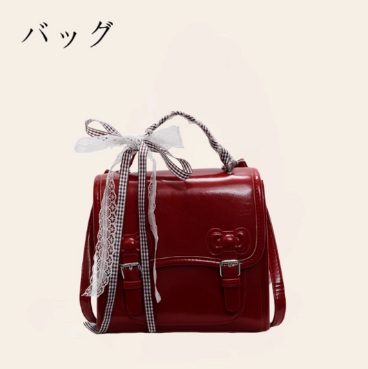 [PRE-ORDER] Japanese Silk Scarf Backpack | Cherry Red College Style