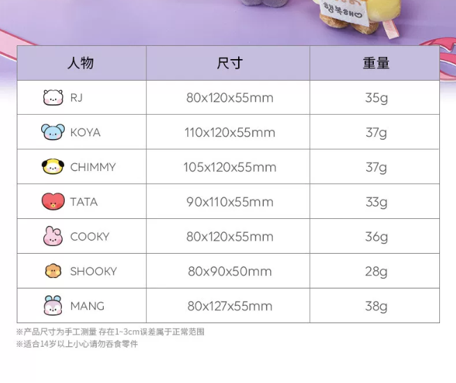 [Në Gjendje] BT21 MININI "I LOVE YOU" Message Plush Keyring