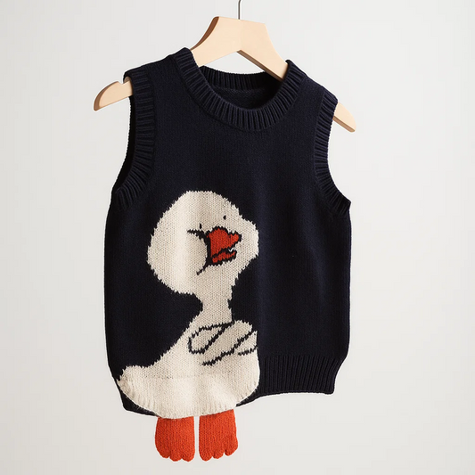 [PRE-ORDER] Cartoon Duck Vest Sweater Niche Retro Sweater Women Autumn