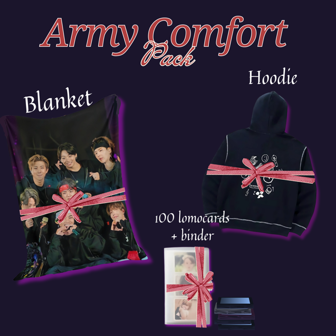 [PRE-ORDER] BTS Army Comfort Pack (Blanket / PTD Hoodie / 100 HD surprise lomocards + Binder)