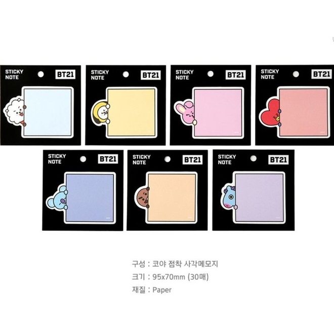 [PRE-ORDER] BTS BT21 post-it (SQUARE)