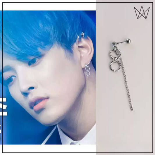 [PRE-ORDER] ATEEZ group Kim Hongjoong same style double ring chain earring