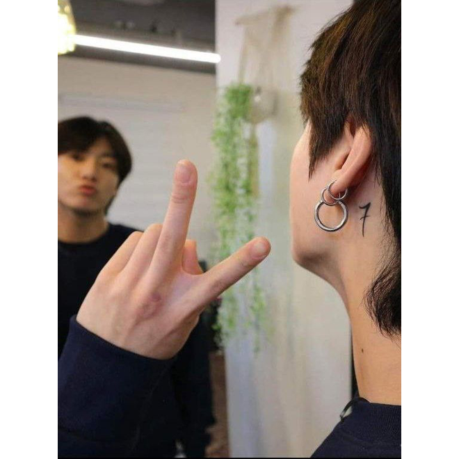 BTS Jungkook '7' tattoo Earrings (Stainless Steel)