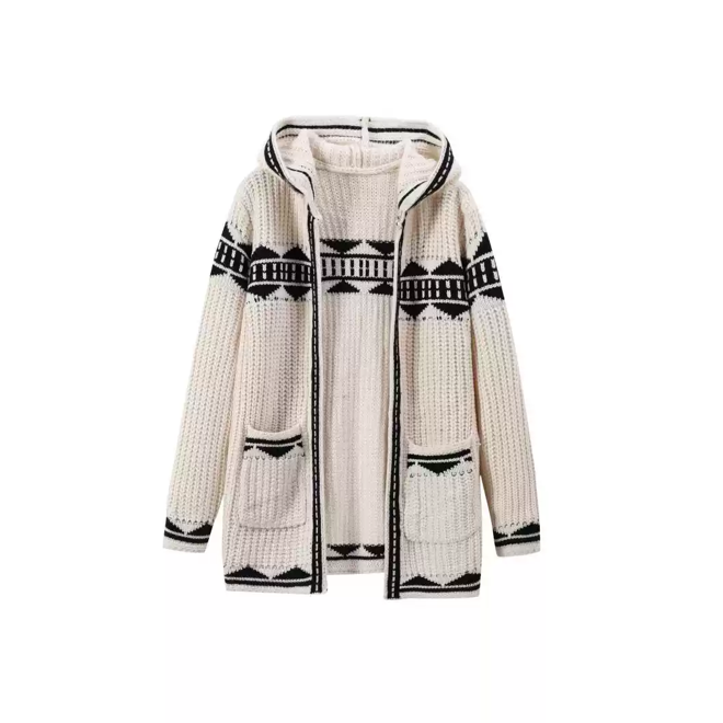 [PRE-ORDER] SEVENTEEN Mingyu & Jeonghan same style Beige Aztec Hooded Cardigan