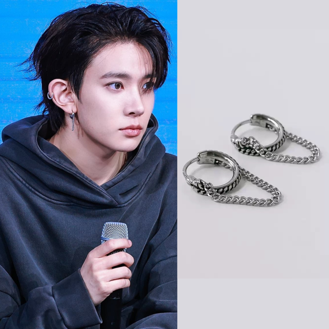 [PRE-ORDER] ENHYPEN HEESEUNG titanium steel chain pendant twisted ear buckle earring