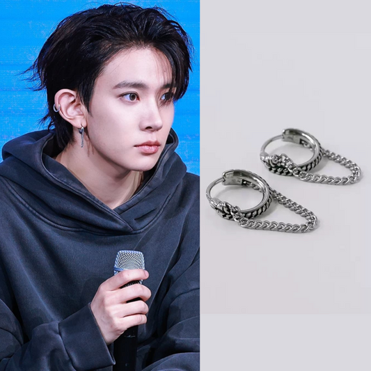 [PRE-ORDER] ENHYPEN HEESEUNG titanium steel chain pendant twisted ear buckle earring