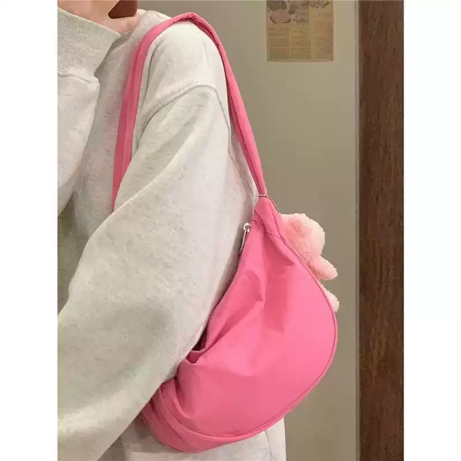 [PRE-ORDER] Hot Pink Canvas Dumpling Bag