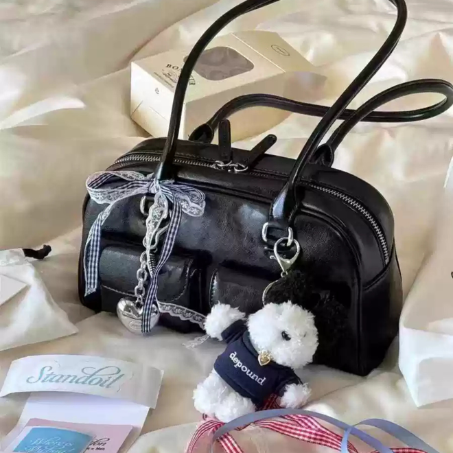 Korean Style Boston Bag BLACK