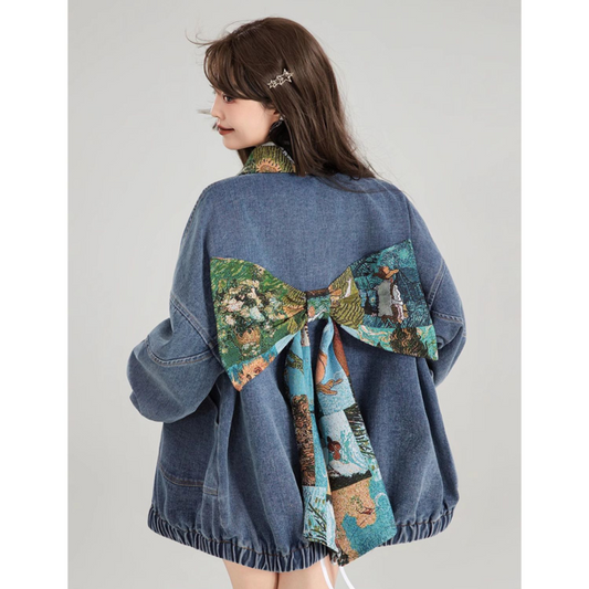 [PRE-ORDER] Korean style artsy jean jacket